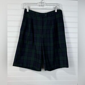 Vintage Savannah wool dark blue and green plaid culottes. Size 12